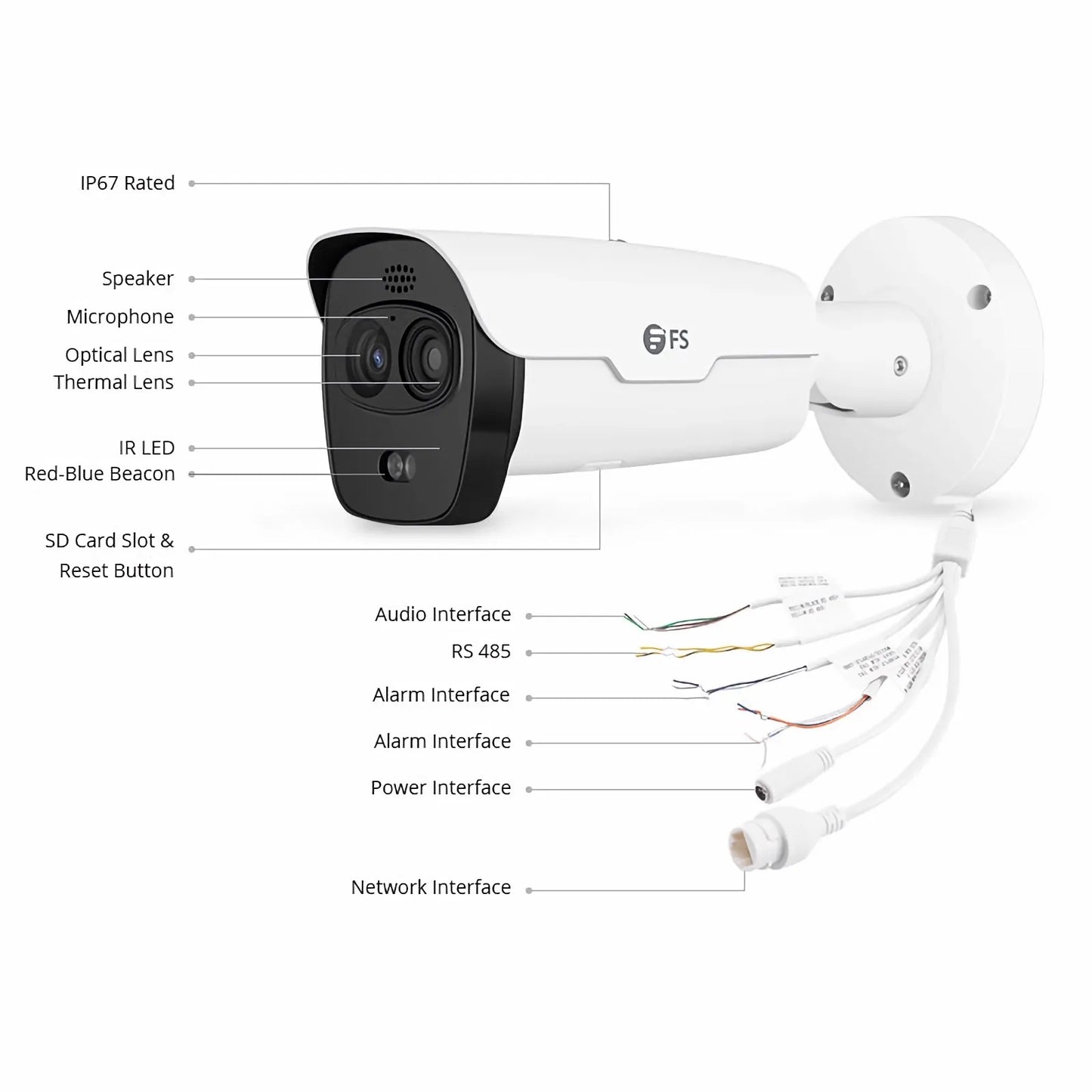 IPC701-4M-B, Super HD 4MP Thermal & Optical Dual-spectrum Bullet Network Camera with Build-in Mic, Smoke Detection, PoE Network Camera with Fixed 4.0mm Lens