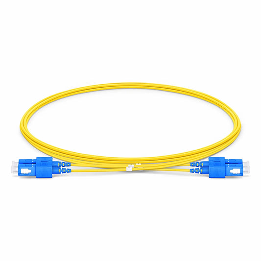 2m (7ft) Fiber Patch Cable, 2 Fibers, SC UPC Duplex to SC UPC Duplex, Single Mode (OS2), Riser (OFNR), 1.2mm, Tight-Buffered, Yellow