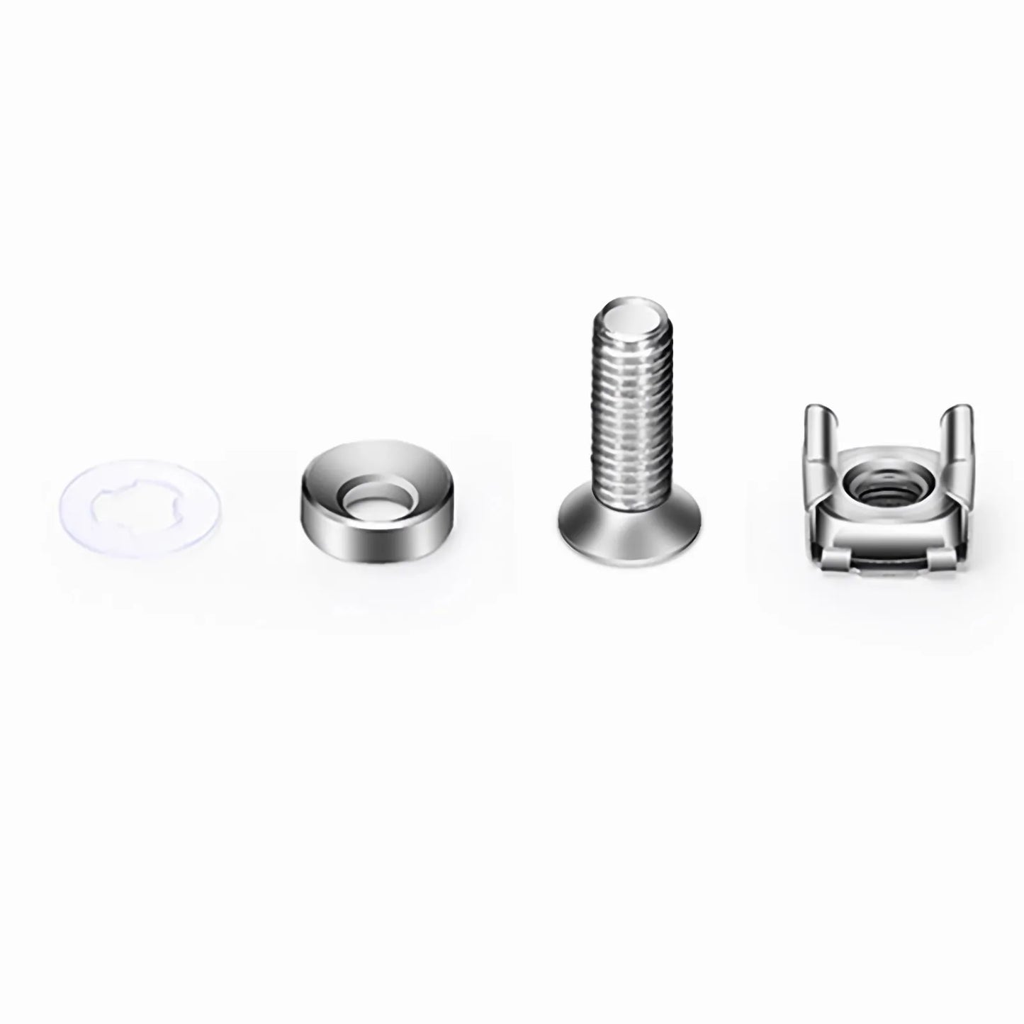 M6×20mm Screw and Nut, Nickel-plated, Silver, 50pcs/Pack
