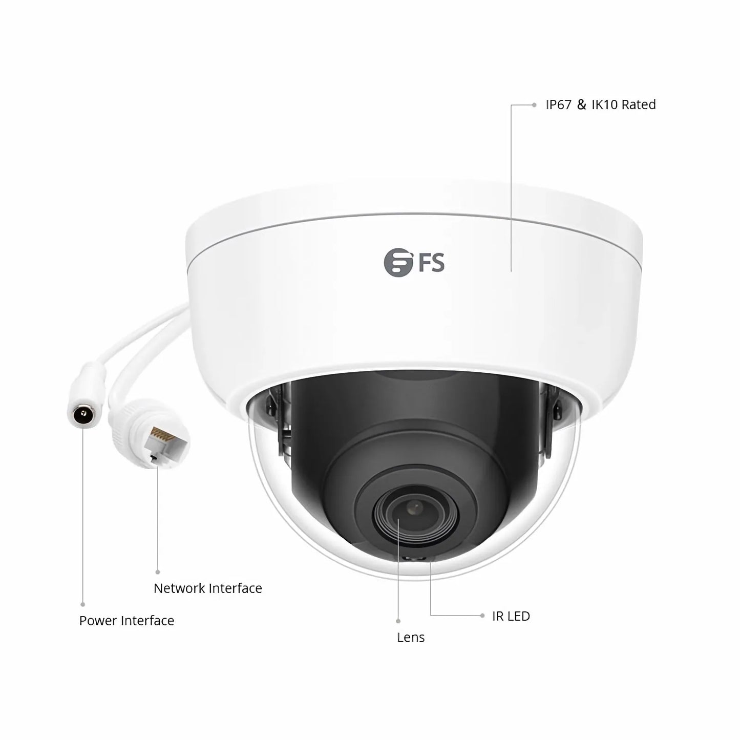 IPC101-2M-D, Full HD 2MP Dome Network Camera with 2D/3D DNR, 98ft Night Vision, IP67 & IK10 PoE Network Camera with Fixed 2.8mm Lens