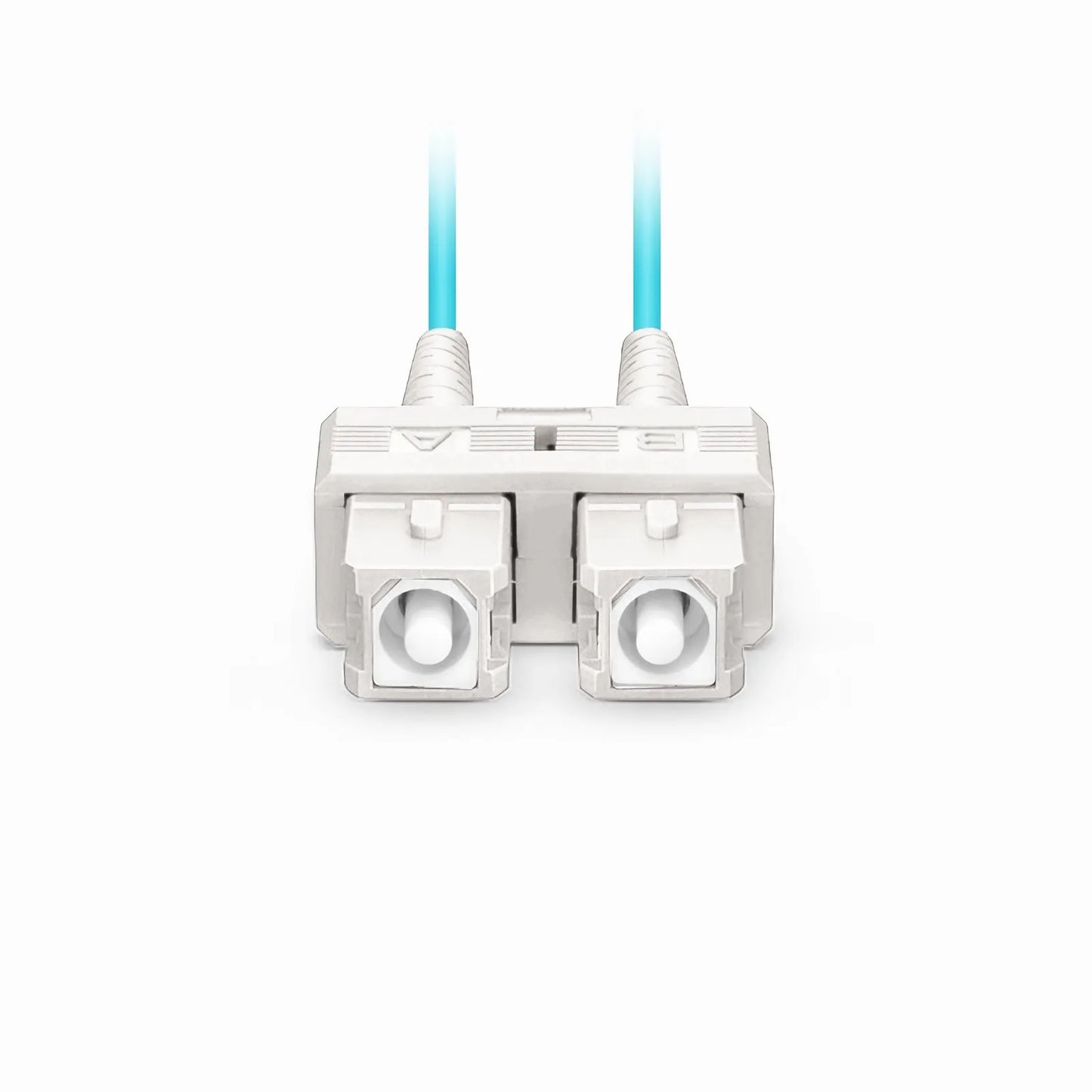 2m (7ft) Fiber Patch Cable, 2 Fibers, SC UPC Duplex to SC UPC Duplex, Multimode (OM4), Riser (OFNR), 1.6mm, Tight-Buffered, Aqua