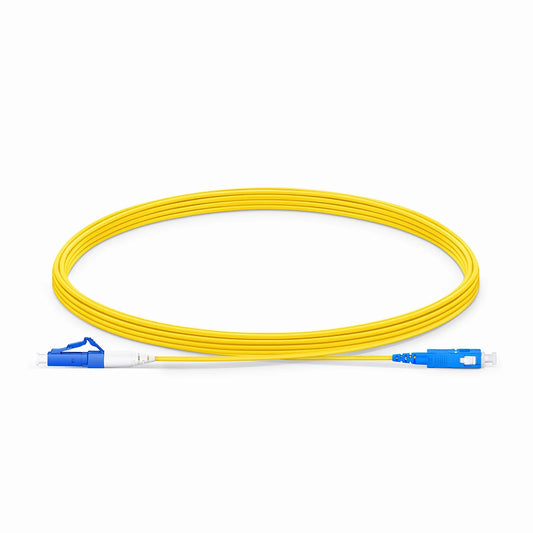 5m (16ft) Fiber Patch Cable, 1 Fiber, LC UPC Simplex to SC UPC Simplex, Single Mode (OS2), Riser (OFNR), 1.2mm, Tight-Buffered, Yellow