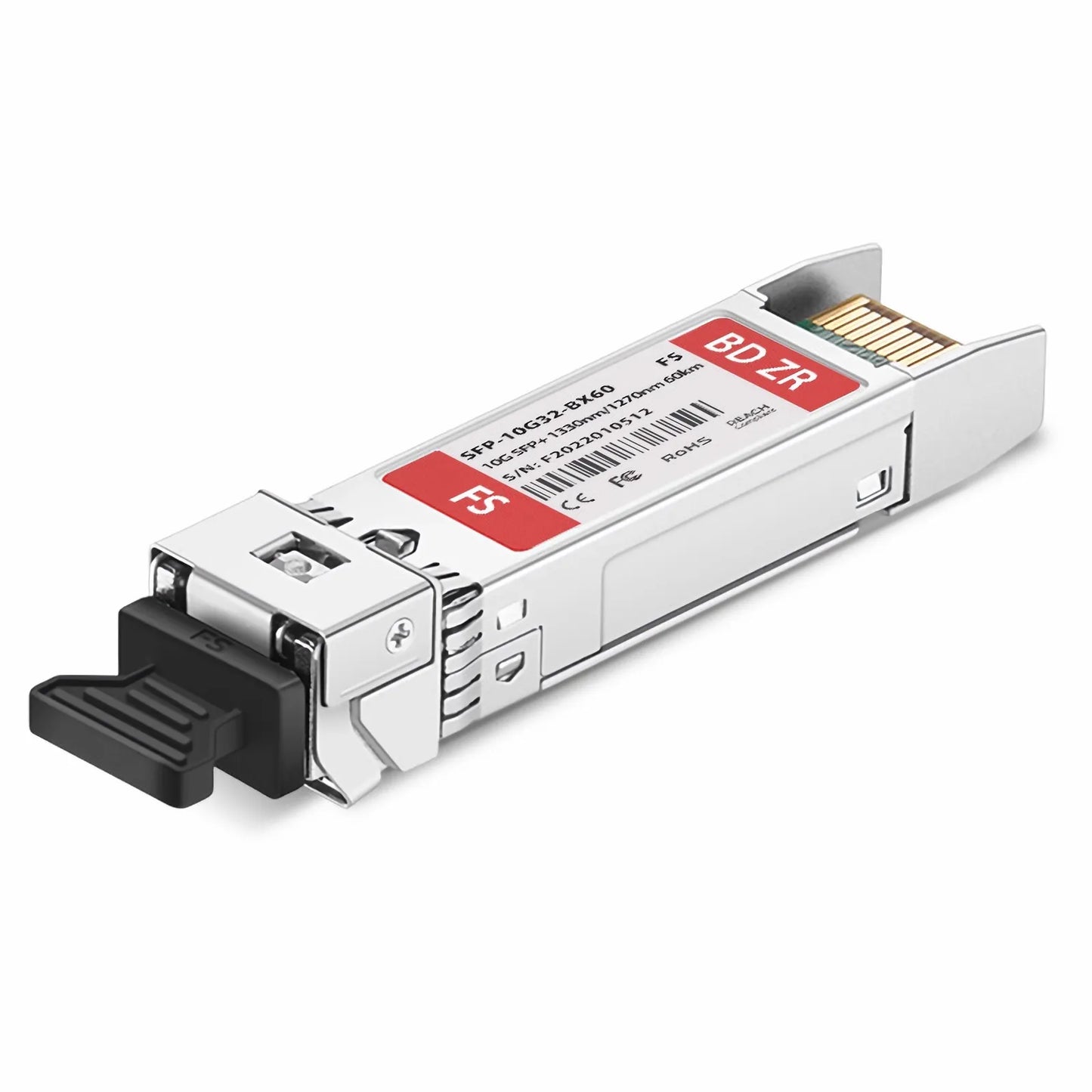 10GBASE-BX BiDi SFP+ 1330nm-TX/1270nm-RX 60km DOM Simplex LC/UPC SMF Optical Transceiver Module for FS Switches