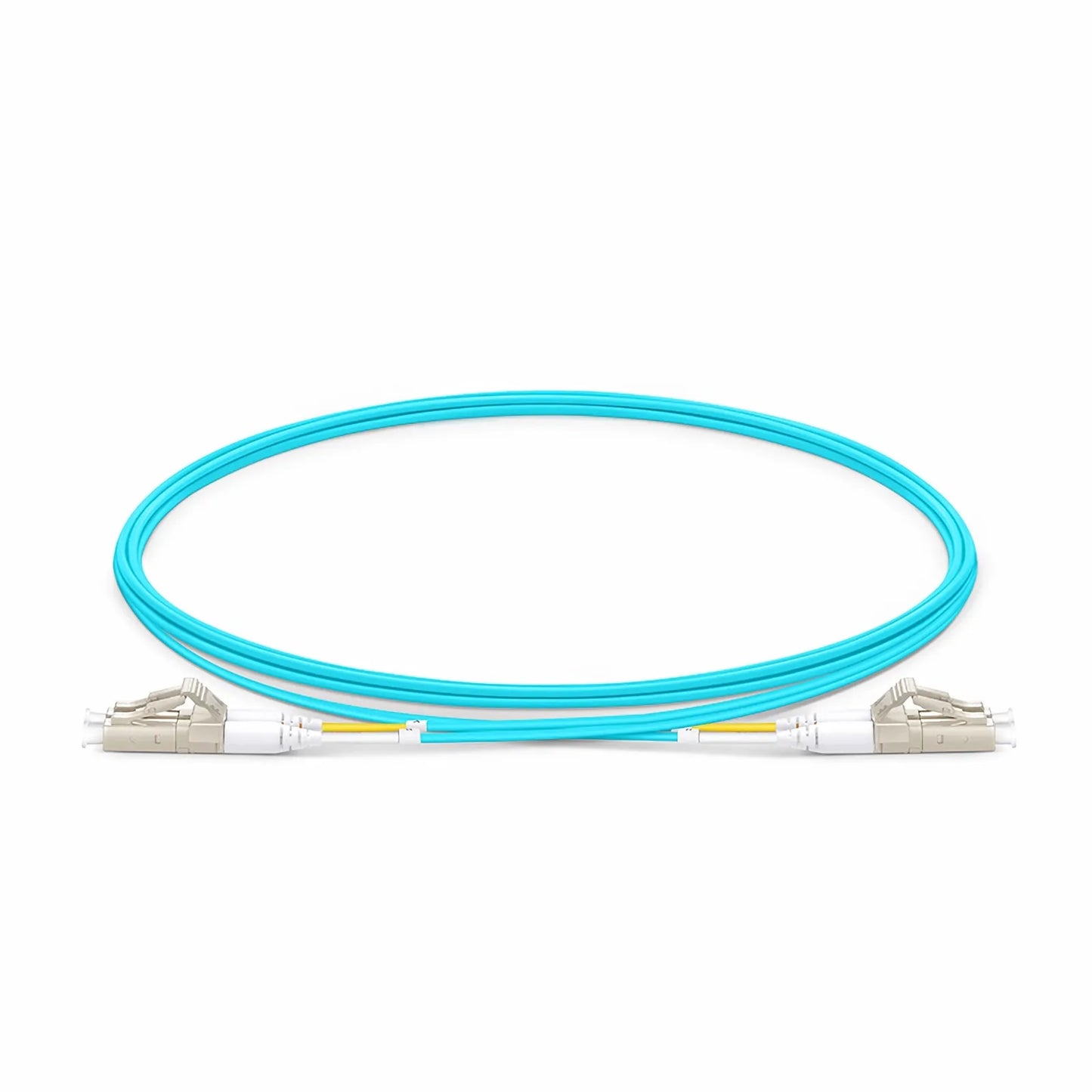 2m (7ft) Fiber Patch Cable, 2 Fibers, LC UPC Duplex to LC UPC Duplex, Multimode (OM4), Riser (OFNR), 1.2mm, Tight-Buffered, Aqua