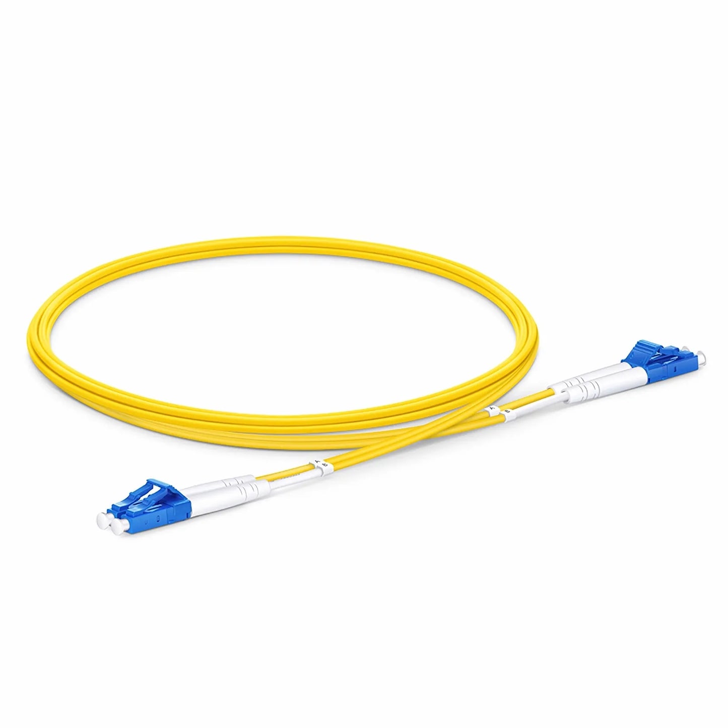 2m (7ft) Fiber Patch Cable, 2 Fibers, LC UPC Duplex to LC UPC Duplex, Single Mode (OS2), Plenum (OFNP), 1.6mm, Tight-Buffered, Yellow