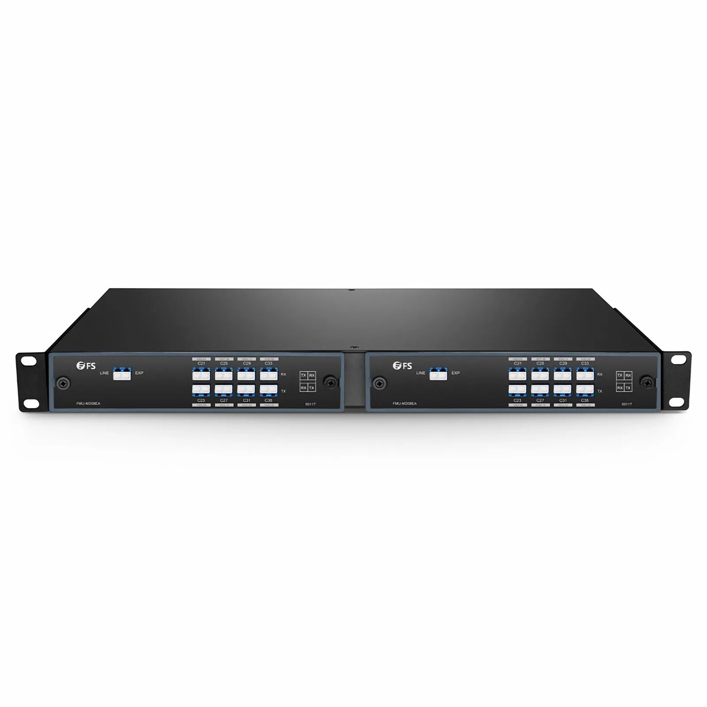 8 Channels DWDM Mux Demux, 100GHz C21-C35, with Expansion Port, 4.2dB Typical IL, LC/UPC, Single Fiber, Side-A, FMU Plug-in Module