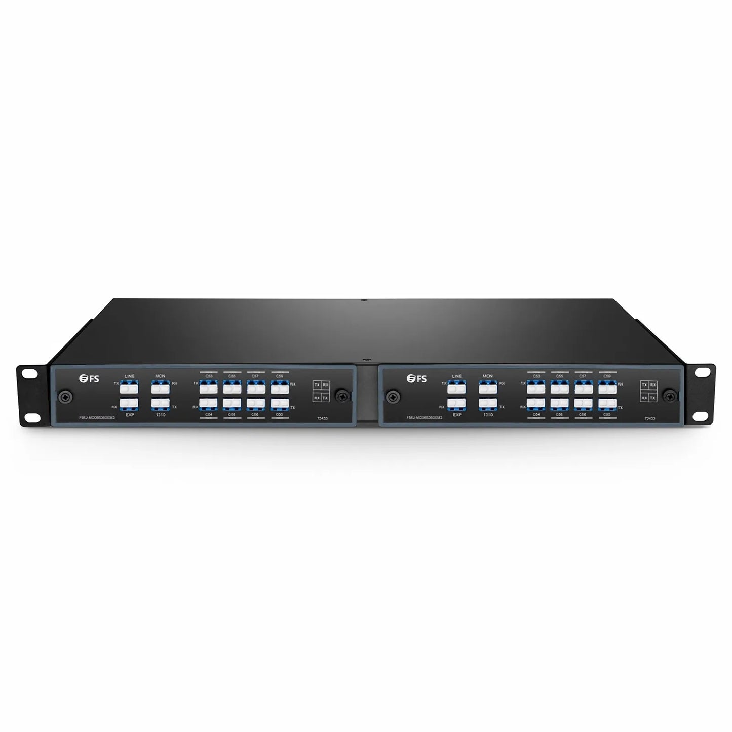 8 Channels DWDM Mux Demux, 100GHz C53-C60, with Monitor, Expansion and 1310nm Port, 3.0dB Typical IL, LC/UPC, Dual Fiber, FMU Plug-in Module