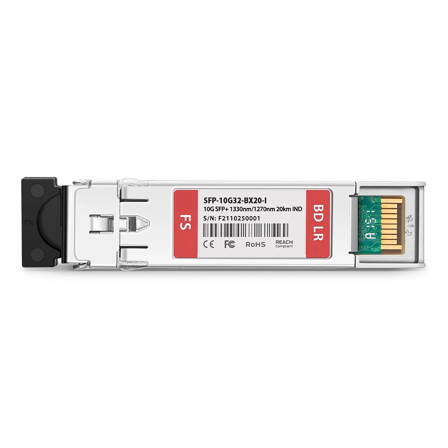 Cisco Compatible 10GBASE-BX20-D BiDi SFP+ 1330nm-TX/1270nm-RX 20km DOM Simplex LC/UPC SMF Optical Transceiver Module (Industrial)