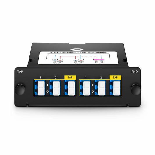 FHD™ LC TAP Cassette, OS2 Single Mode, 4 x LC Duplex Live Ports, 2 x LC Duplex TAP Ports, 50/50 Split Ratio (Live/TAP), 1/10/40/100G