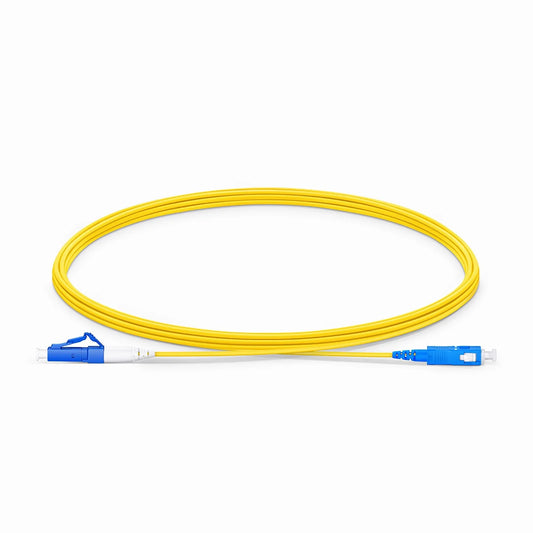 3m (10ft) Fiber Patch Cable, 1 Fiber, LC UPC Simplex to SC UPC Simplex, Single Mode (OS2), Riser (OFNR), 1.2mm, Tight-Buffered, Yellow