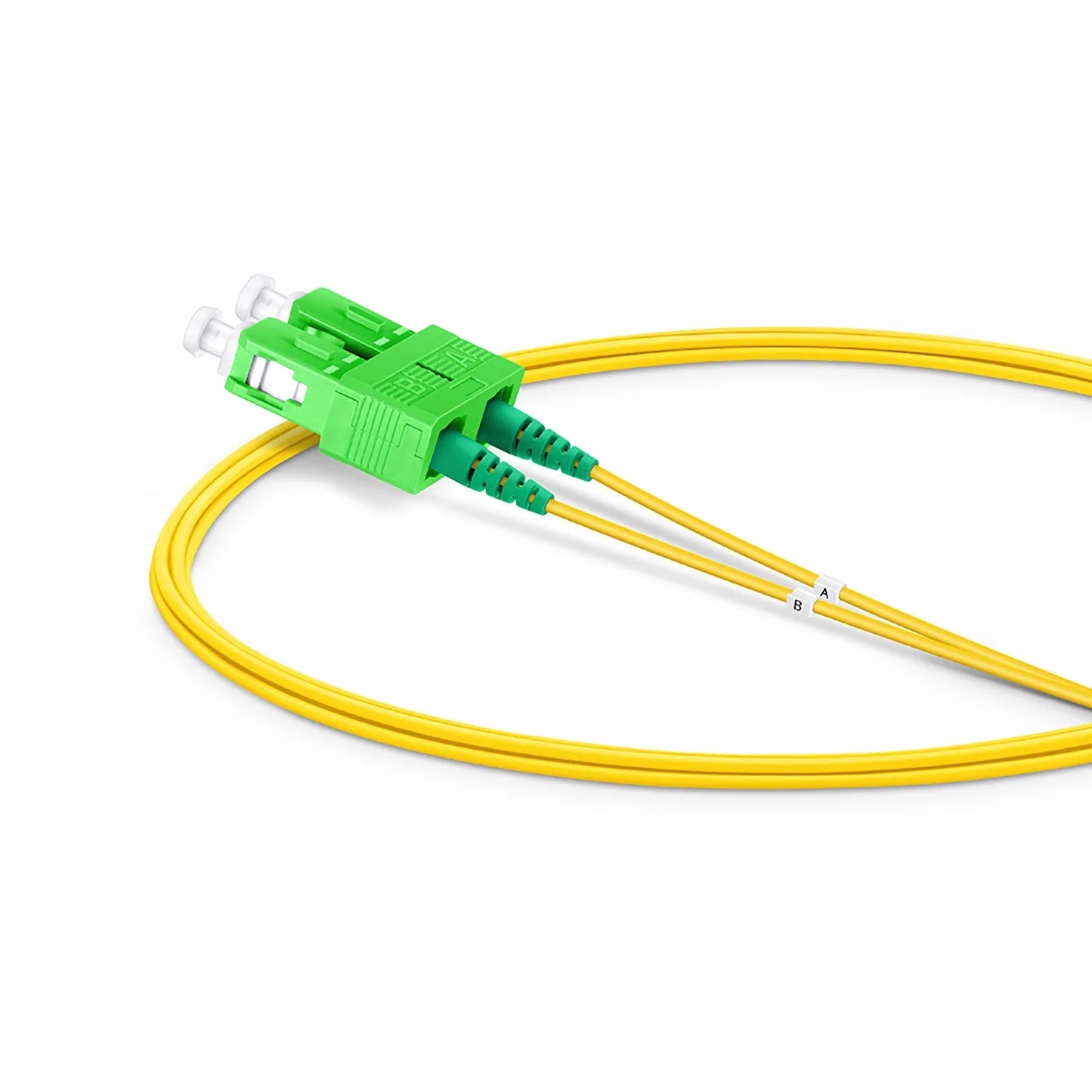 2m (7ft) Fiber Patch Cable, 2 Fibers, SC APC Duplex to SC APC Duplex, Single Mode (OS2), LSZH, 1.2mm, Tight-Buffered, Yellow