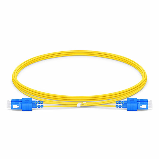 3m (10ft) Fiber Patch Cable, 2 Fibers, SC UPC Duplex to SC UPC Duplex, Single Mode (OS2), Riser (OFNR), 1.2mm, Tight-Buffered, Yellow
