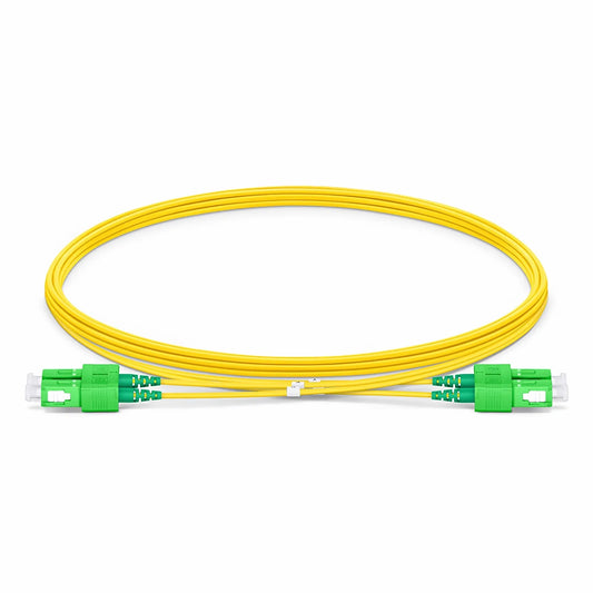 3m (10ft) Fiber Patch Cable, 2 Fibers, SC APC Duplex to SC APC Duplex, Single Mode (OS2), LSZH, 1.2mm, Tight-Buffered, Yellow