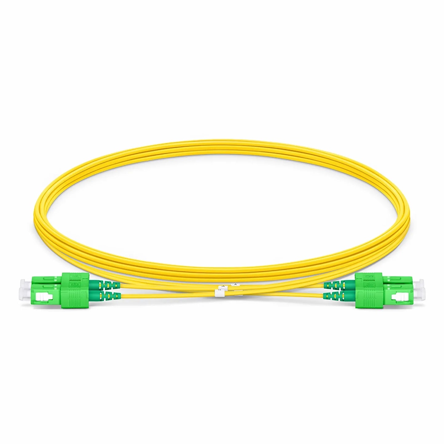 3m (10ft) Fiber Patch Cable, 2 Fibers, SC APC Duplex to SC APC Duplex, Single Mode (OS2), Riser (OFNR), 1.2mm, Tight-Buffered, Yellow