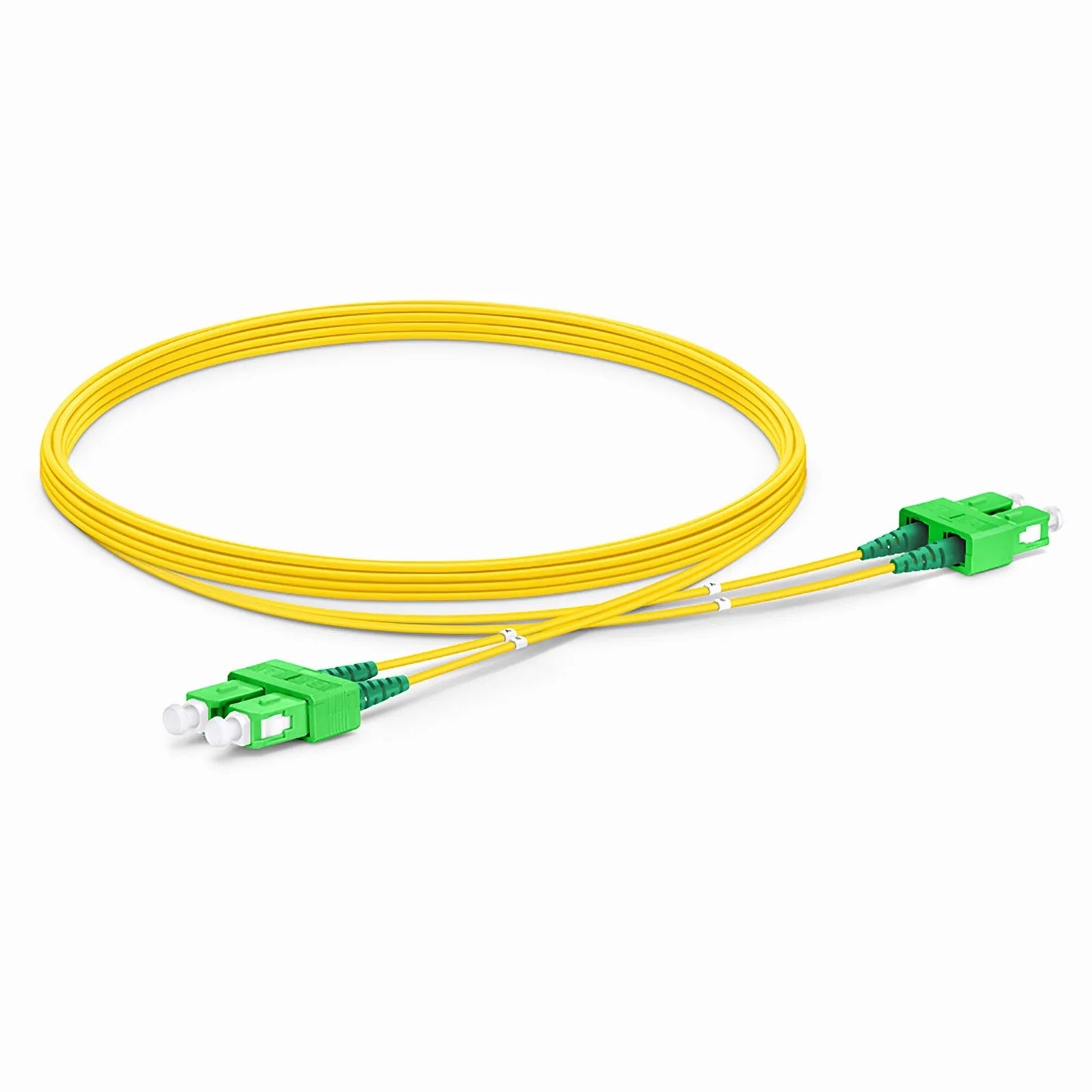 5m (16ft) Fiber Patch Cable, 2 Fibers, SC APC Duplex to SC APC Duplex, Single Mode (OS2), LSZH, 1.2mm, Tight-Buffered, Yellow