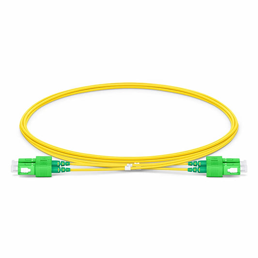 2m (7ft) Fiber Patch Cable, 2 Fibers, SC APC Duplex to SC APC Duplex, Single Mode (OS2), Riser (OFNR), 1.2mm, Tight-Buffered, Yellow