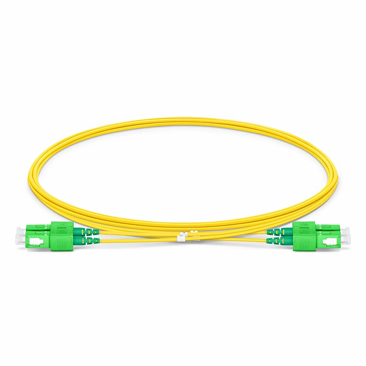 2m (7ft) Fiber Patch Cable, 2 Fibers, SC APC Duplex to SC APC Duplex, Single Mode (OS2), Riser (OFNR), 1.2mm, Tight-Buffered, Yellow