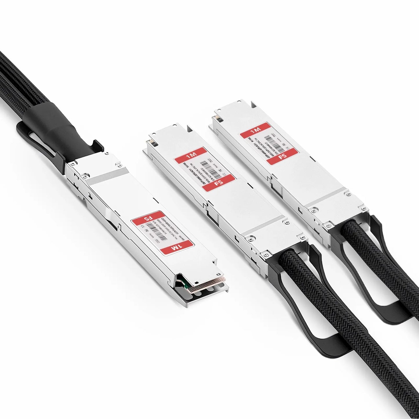 1m (3ft) NVIDIA/Mellanox MCA7J60-N001 Compatible 800G OSFP 8 x 100G PAM4 Finned Top to 2 x 400G OSFP 4 x 100G PAM4 Flat Top Ethernet Active Direct Attach Copper Breakout Cable