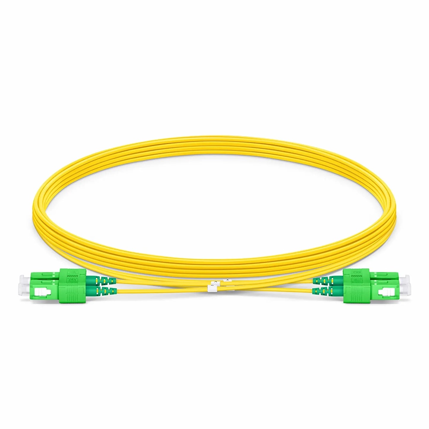 5m (16ft) Fiber Patch Cable, 2 Fibers, SC APC Duplex to SC APC Duplex, Single Mode (OS2), LSZH, 1.2mm, Tight-Buffered, Yellow