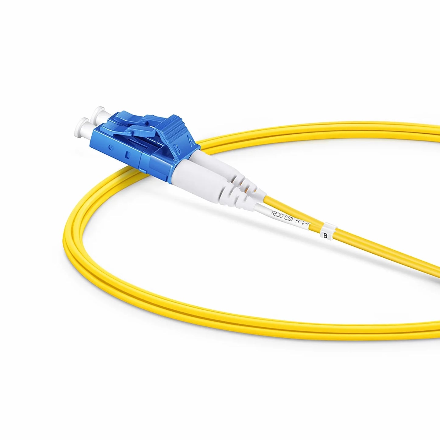 2m (7ft) Fiber Patch Cable, 2 Fibers, LC UPC Duplex to LC UPC Duplex, Single Mode (OS2), Riser (OFNR), 1.2mm, Tight-Buffered, Yellow