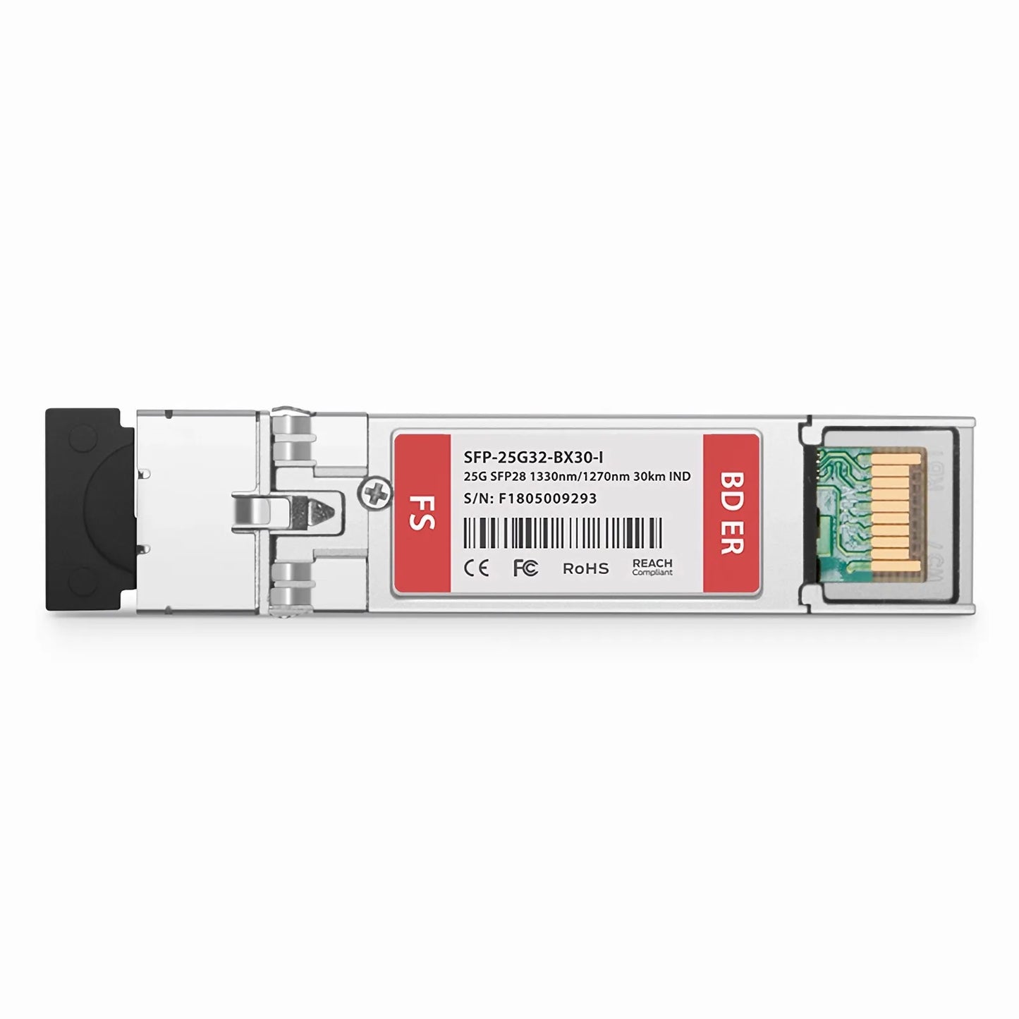 Cisco Compatible 25GBASE-D SFP28 BiDi 1310nm-TX/1270nm-RX 30km DOM Simplex LC/UPC SMF Optical Transceiver Module (Industrial)