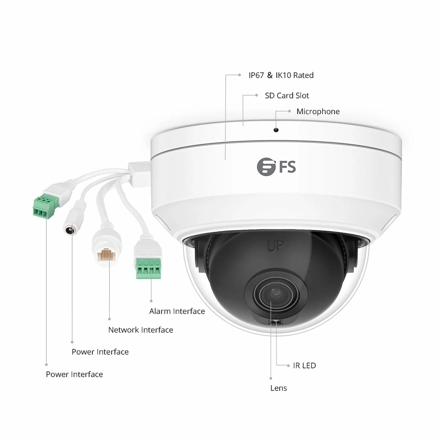 IPC301-8M-D Dome Camera, with 2.8mm Fixed Lens, 8MP Resolution, Built-in Mic, 98ft Night Vision, Smart Intrusion Prevention, IP67 & IK10 PoE Network Camera