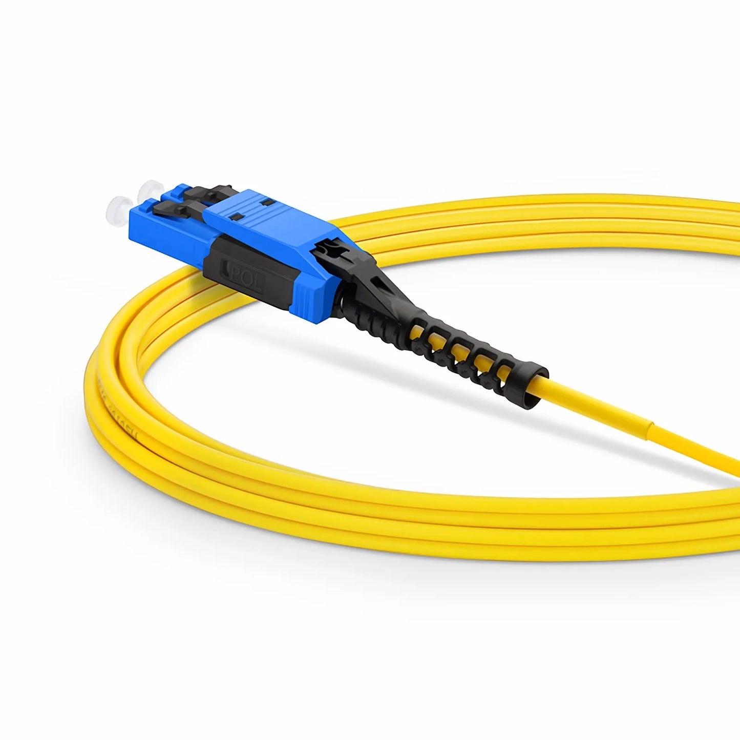 3m (10ft) Fiber Patch Cable, 2 Fibers, MDC UPC Duplex to LC UPC Duplex Flat Clip with Push-Pull Boot Uniboot, Single Mode (OS2), Riser (OFNR), 2.0mm, Yellow