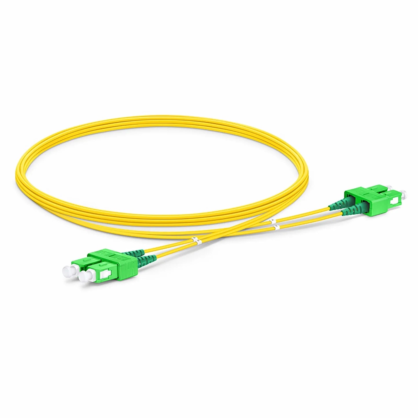 3m (10ft) Fiber Patch Cable, 2 Fibers, SC APC Duplex to SC APC Duplex, Single Mode (OS2), LSZH, 1.2mm, Tight-Buffered, Yellow