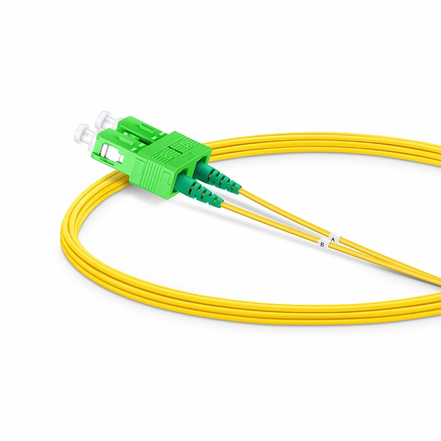 3m (10ft) Fiber Patch Cable, 2 Fibers, SC APC Duplex to SC APC Duplex, Single Mode (OS2), LSZH, 1.2mm, Tight-Buffered, Yellow