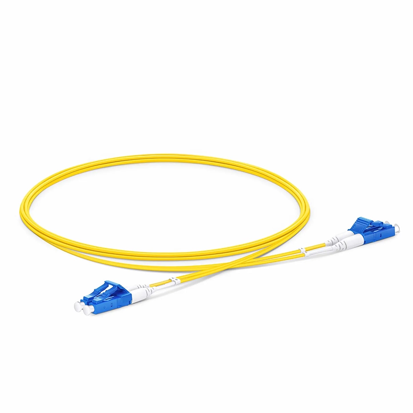 2m (7ft) Fiber Patch Cable, 2 Fibers, LC UPC Duplex to SC UPC Duplex, Single Mode (OS2), Riser (OFNR), 1.2mm, Tight-Buffered, Yellow