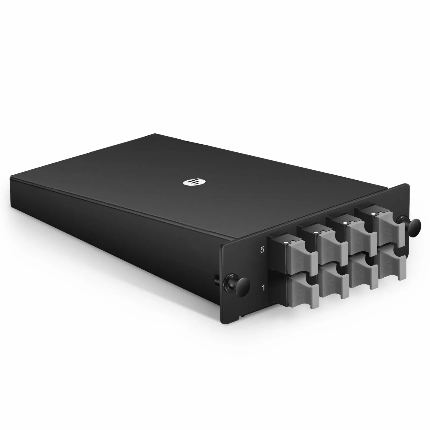 FHD™ MTP® Splice Cassette with Ribbon Pigtails, 96 Fibers OM4 Multimode, 8 x MTP®-12 UPC (Male) Key Up to Key Down (Black) Adapter, 0.35dB Max.