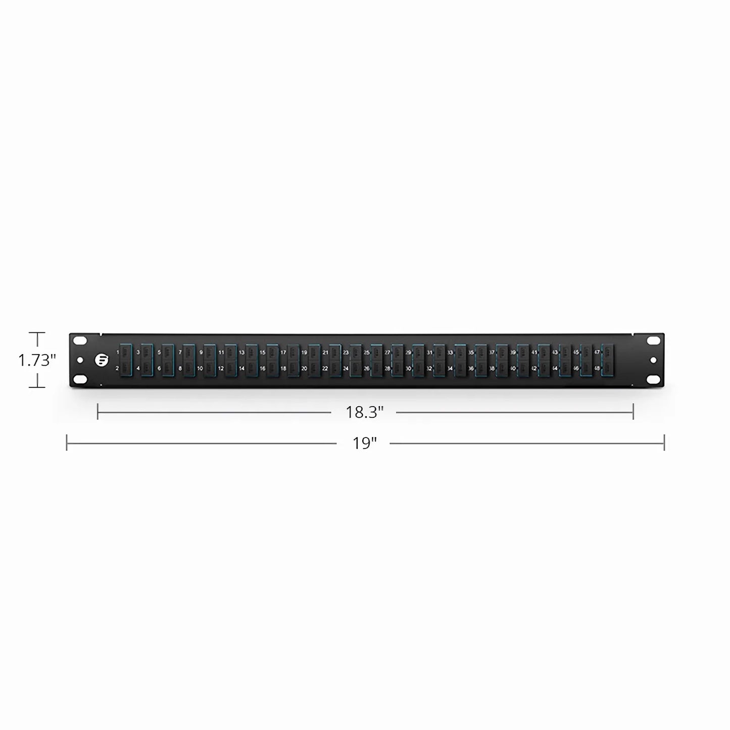 FHU™ 1U 19'' Fiber Adapter Panel, 48 Fibers OM4 Multimode, 24 x SC UPC Duplex (Aqua) Adapter, Ceramic Sleeve