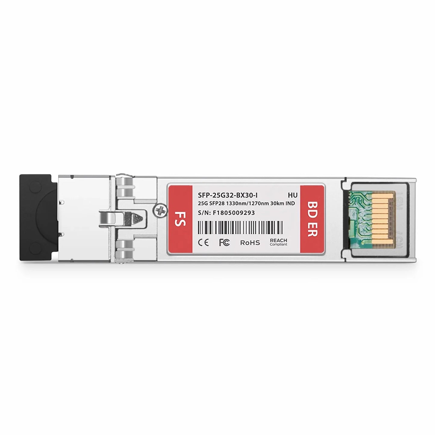HW Compatible 25GBASE-D SFP28 BiDi 1310nm-TX/1270nm-RX 30km DOM Simplex LC/UPC SMF Optical Transceiver Module (Industrial)
