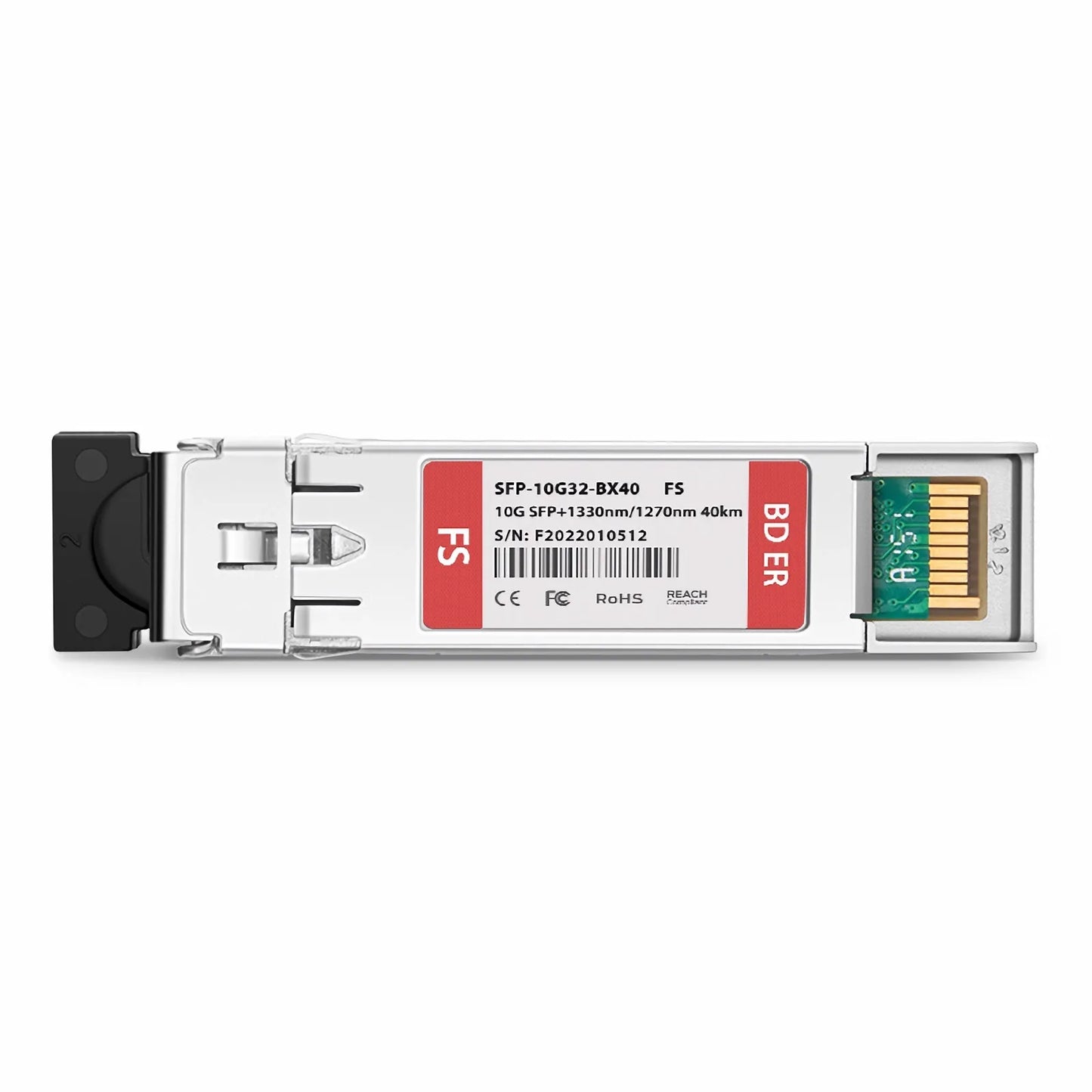 10GBASE-BX BiDi SFP+ 1330nm-TX/1270nm-RX 40km DOM Simplex LC/UPC SMF Optical Transceiver Module for FS Switches