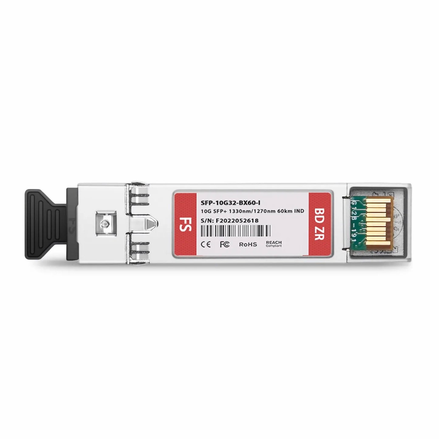 Cisco Compatible 10GBASE BiDi SFP+ 1330nm-TX/1270nm-RX 60km DOM Simplex LC/UPC SMF Optical Transceiver Module (Industrial)