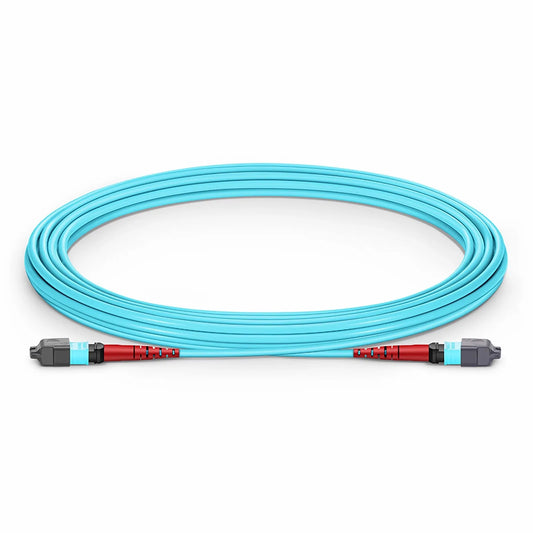 5m (16ft) MTP® Jumper, MTP®-24 UPC (Female) to MTP®-24 UPC (Female), 24 Fibers, Multimode (OM3), Plenum (OFNP), 0.35dB Max, Type A, Aqua