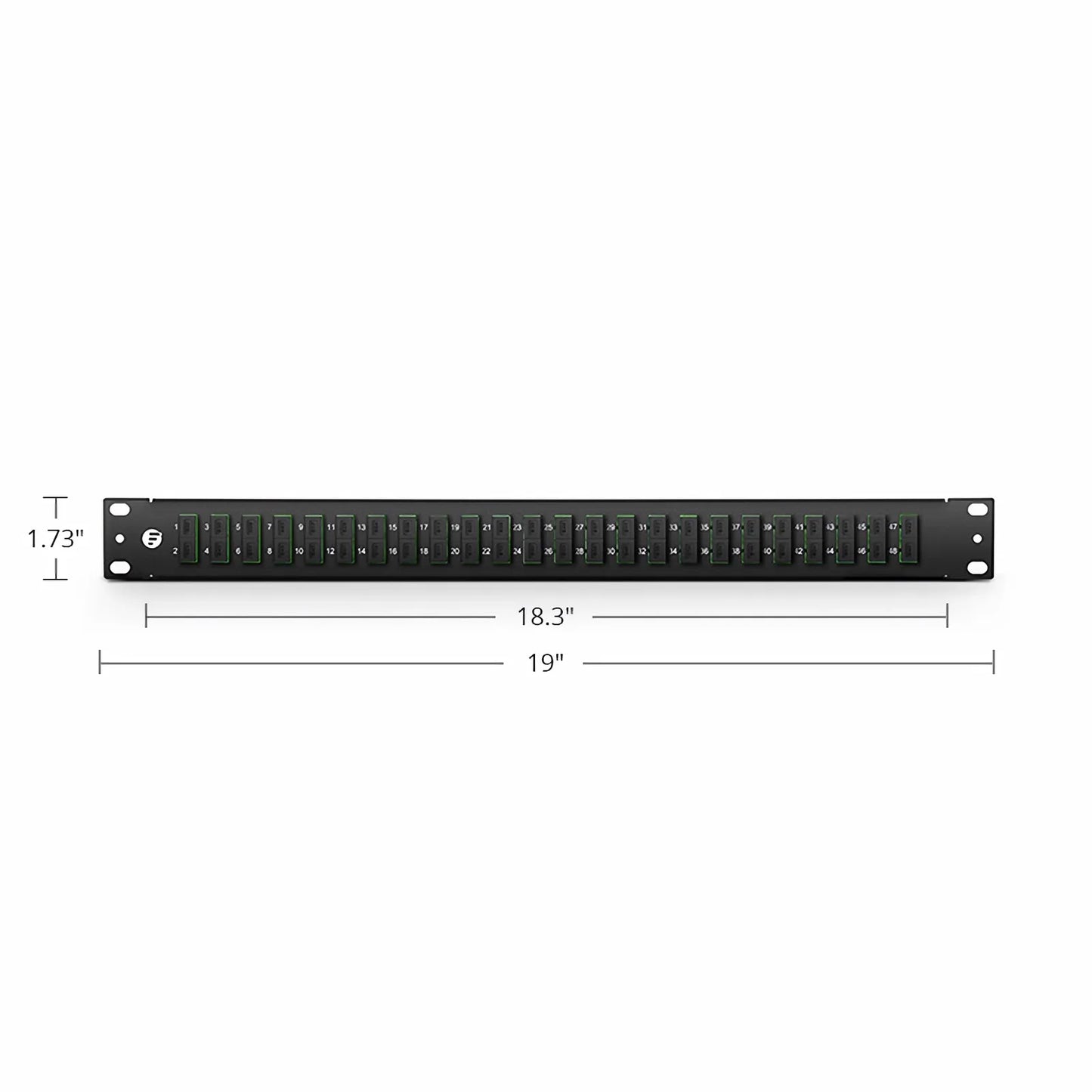 FHU™ 1U 19'' Fiber Adapter Panel, 48 Fibers OS2 Single Mode, 24 x SC APC Duplex (Green) Adapter, Ceramic Sleeve