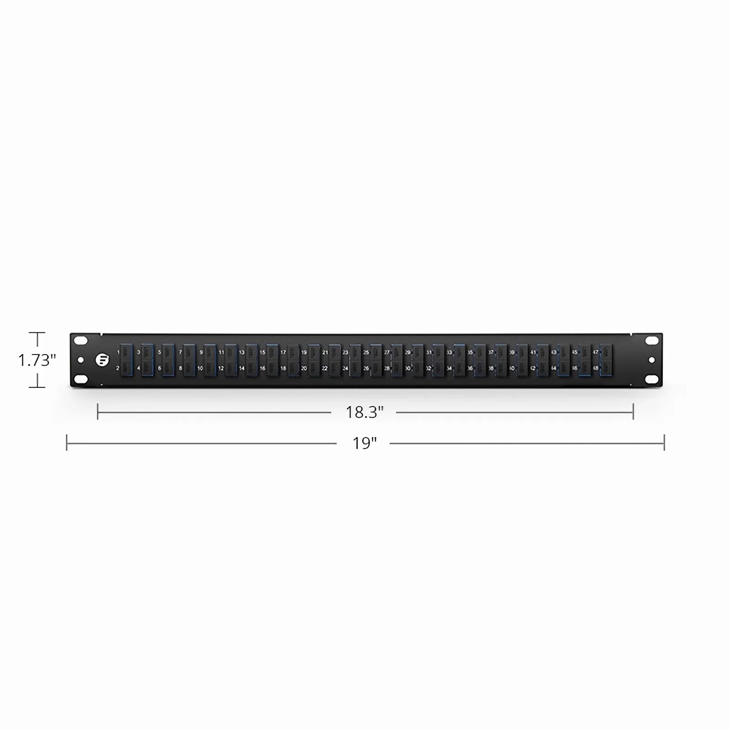 FHU™ 1U 19'' Fiber Adapter Panel, 48 Fibers OS2 Single Mode, 24 x SC UPC Duplex (Blue) Adapter, Ceramic Sleeve