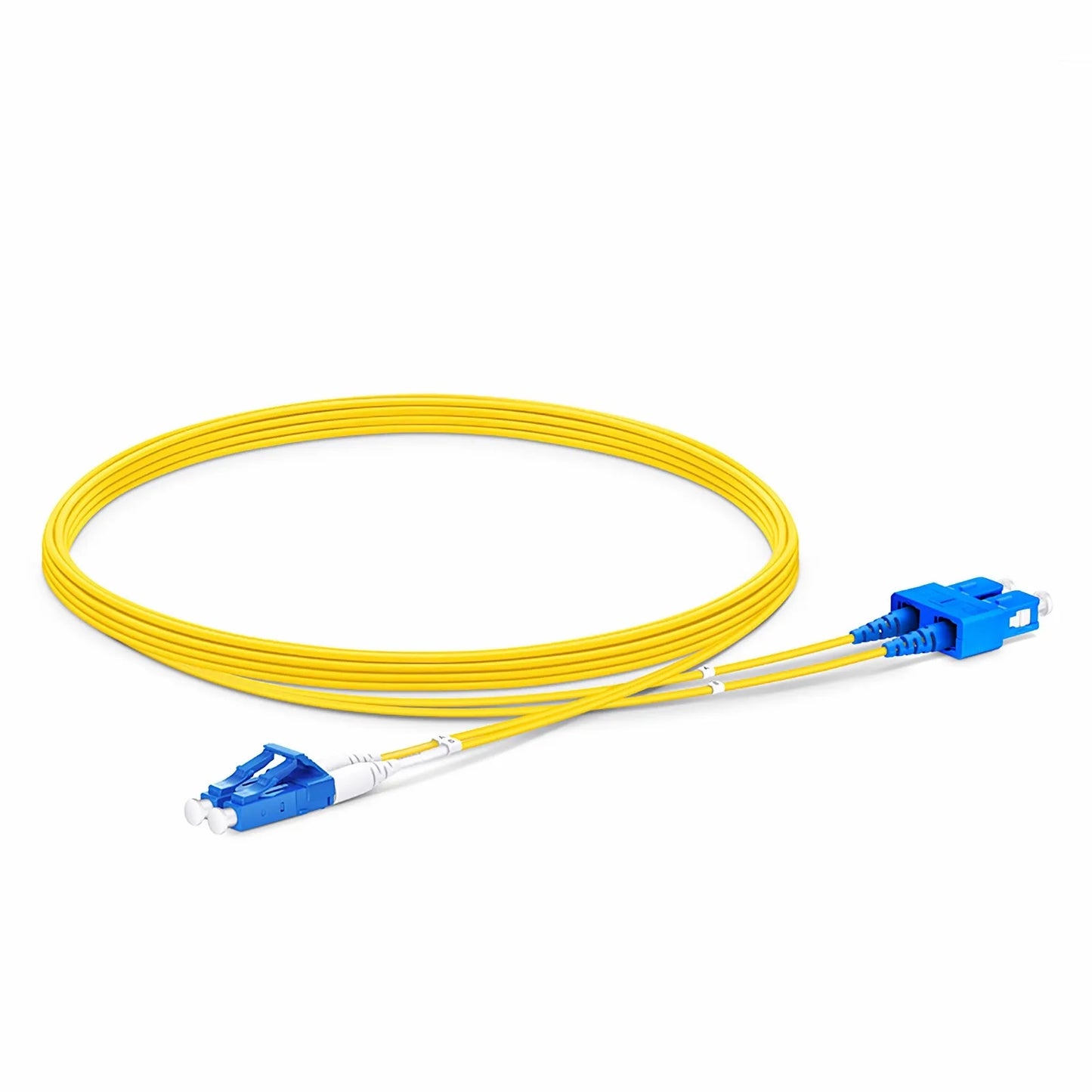 5m (16ft) Fiber Patch Cable, 2 Fibers, LC UPC Duplex to SC UPC Duplex, Single Mode (OS2), Riser (OFNR), 1.2mm, Tight-Buffered, Yellow