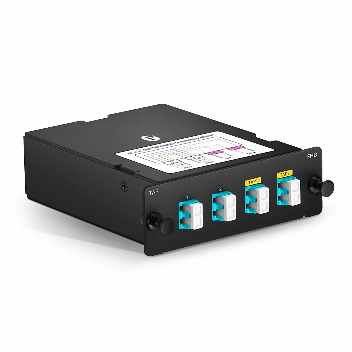 FHD™ BIDI LC TAP Cassette, OM4 Multimode, 2 x LC Duplex Live Ports, 2 x LC Duplex TAP Ports, 50/50 Split Ratio (Live/TAP), 40G