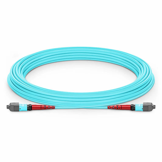 15m (49ft) MTP® Jumper, MTP®-24 UPC (Female) to MTP®-24 UPC (Female), 24 Fibers, Multimode (OM3), Plenum (OFNP), 0.35dB Max, Type A, Aqua