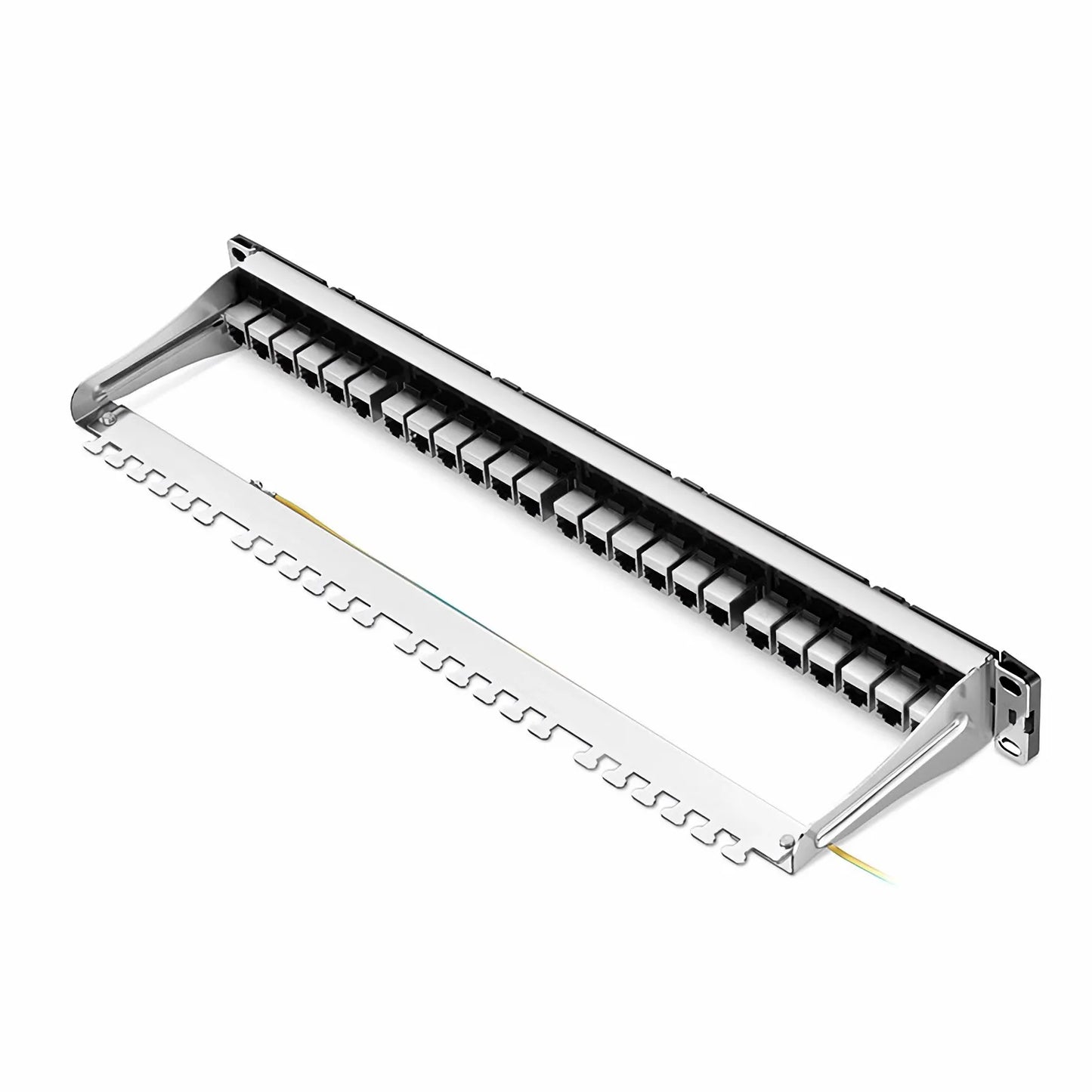 FDMP Cat6a Shielded Coupler Recessed Patch Panel, 24-Port, 1RU, Cable Management Bar Included