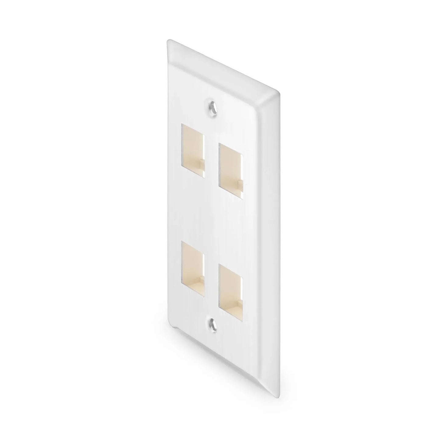 SyncEase Stainless Steel Four Port Keystone Single Gang Wall Plate