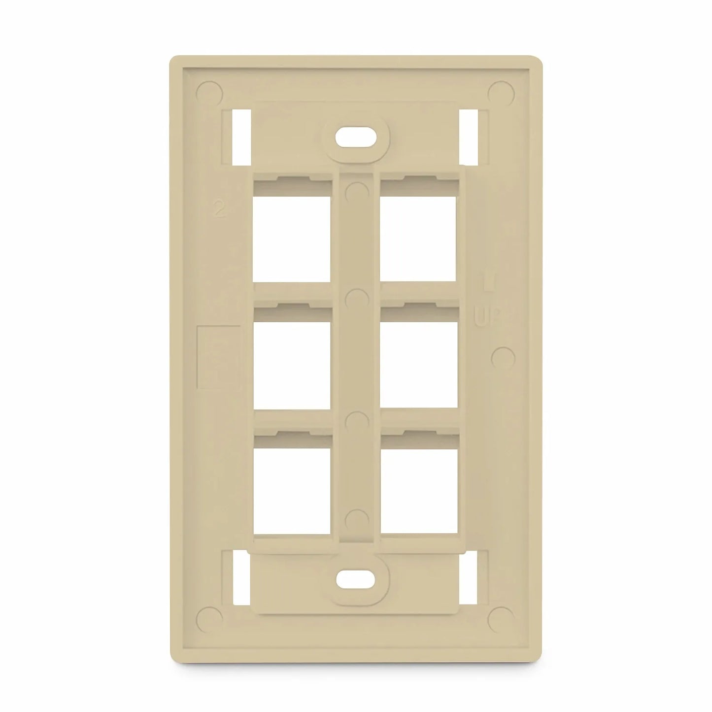 SyncEase Single Gang Six Port Keystone Faceplate, Label Pockets, Ivory