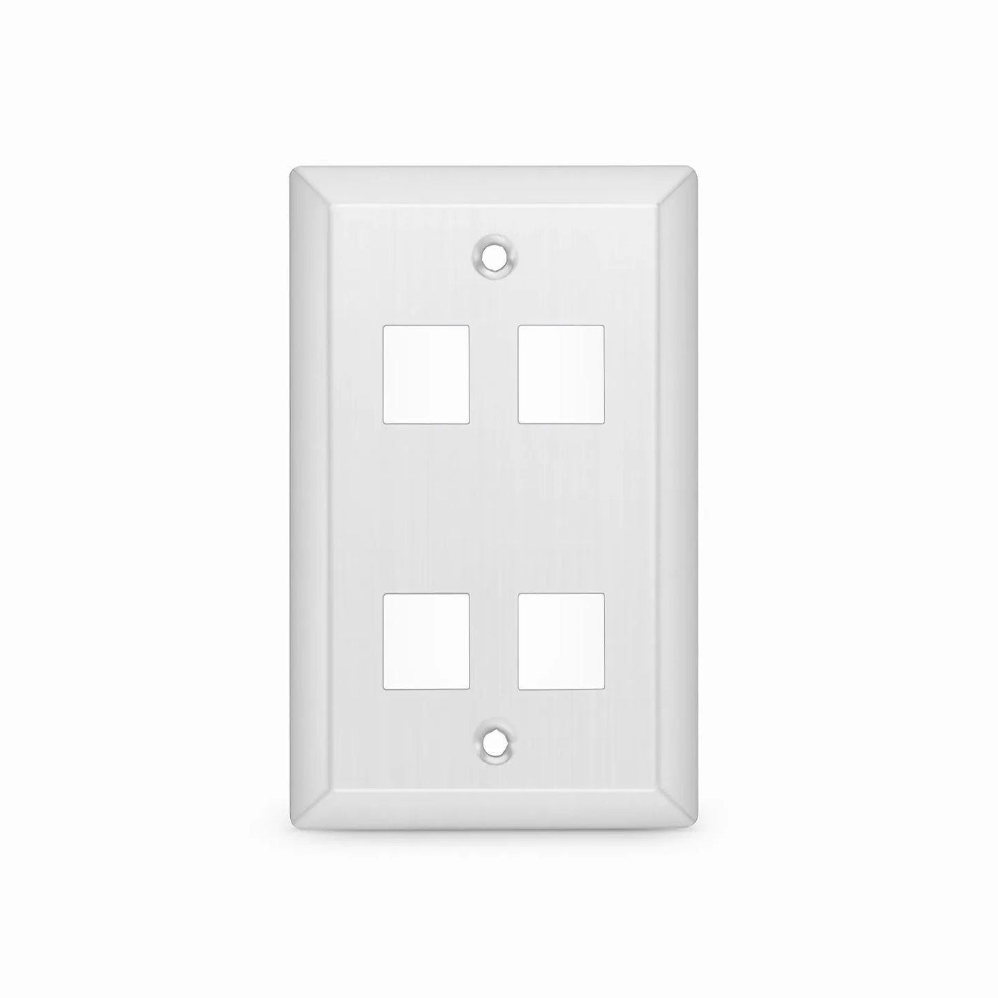 SyncEase Stainless Steel Four Port Keystone Single Gang Wall Plate