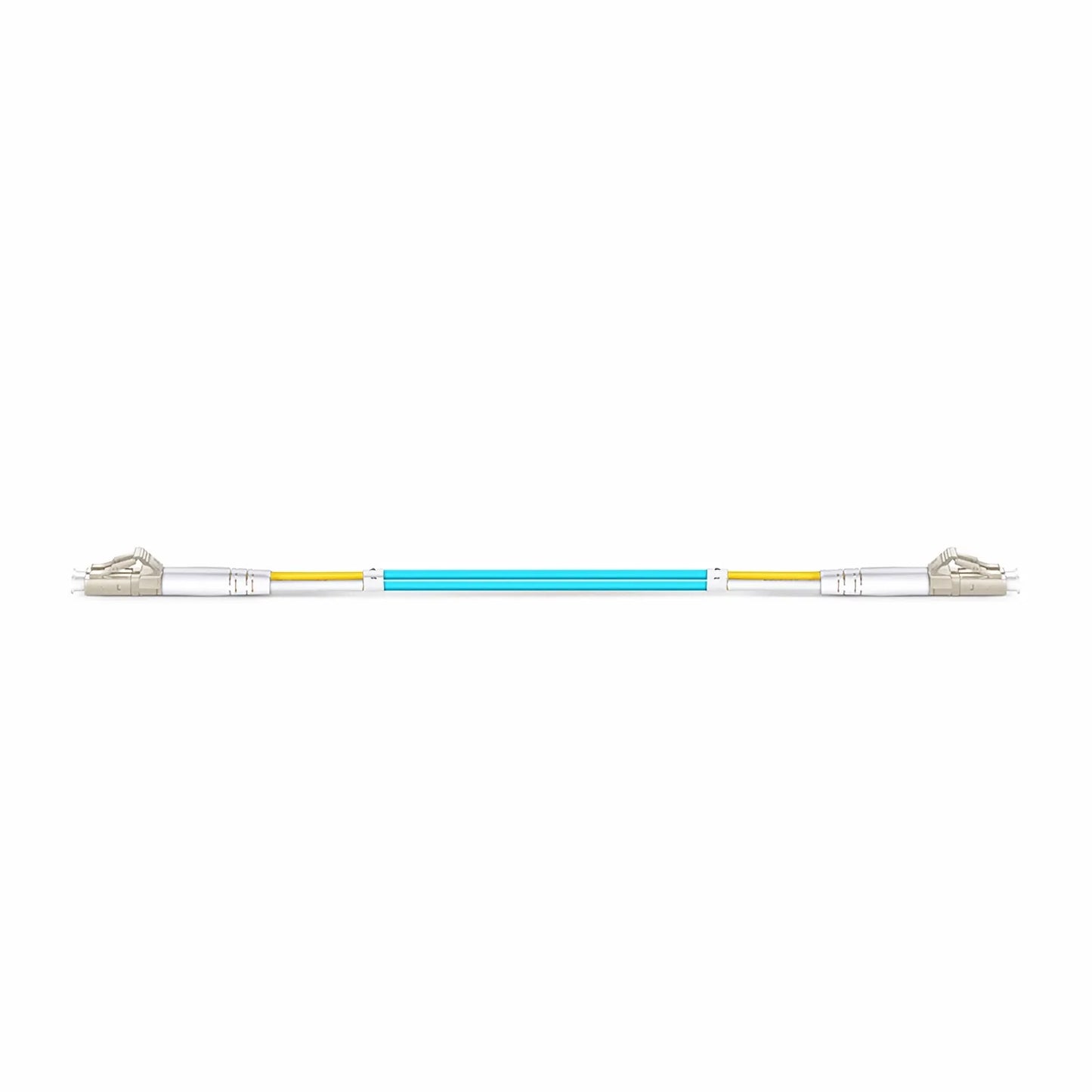 0.3m (0.98ft) Fiber Patch Cable, 2 Fibers, LC UPC Duplex to LC UPC Duplex, Multimode (OM3), Riser (OFNR), 2.0mm, Tight-Buffered, Aqua