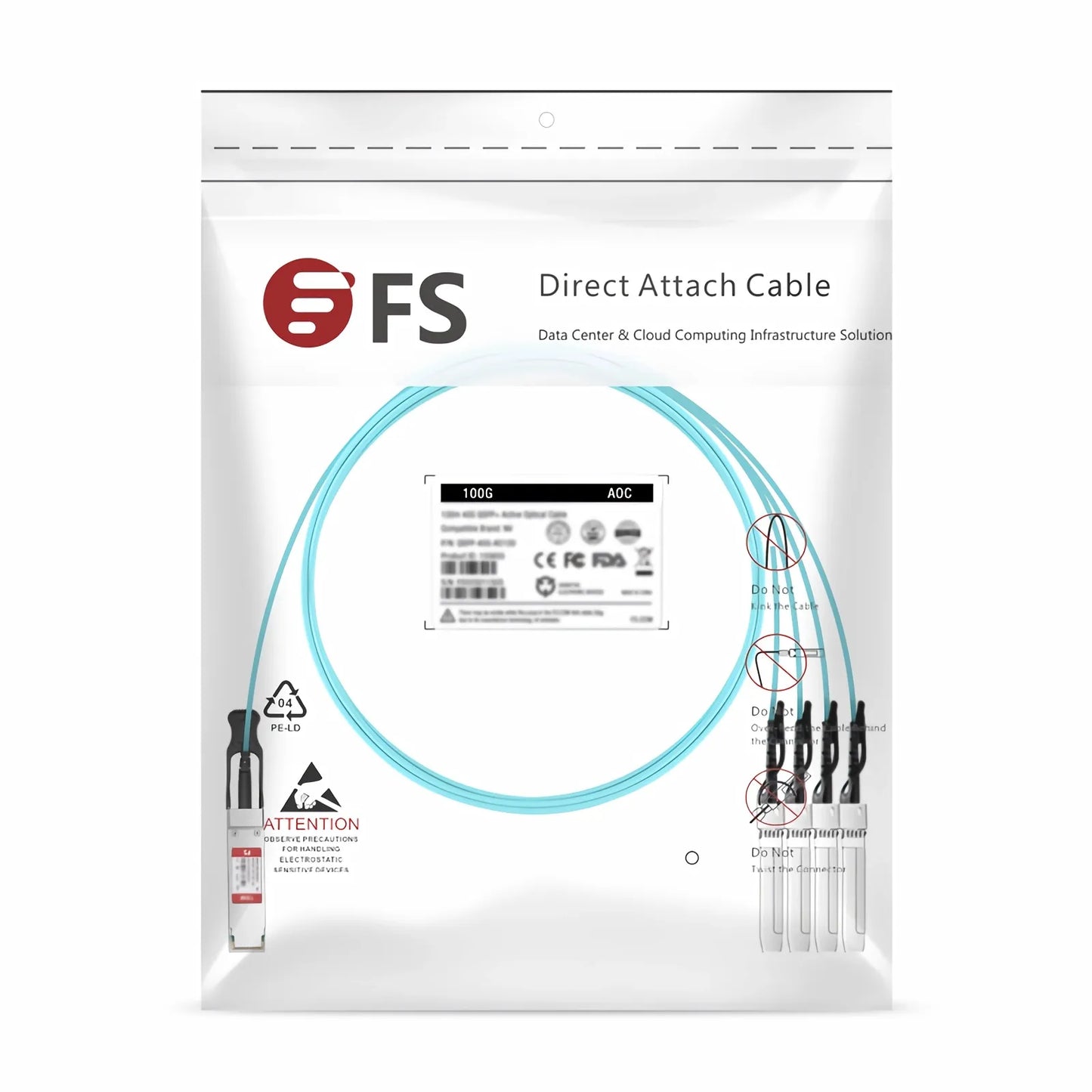 10m (33ft) Cisco QSFP-4SFP25G-AOC10M Compatible 100G QSFP28 4 x 25G NRZ to 4 x 25G SFP28 NRZ Active Optical Breakout Cable