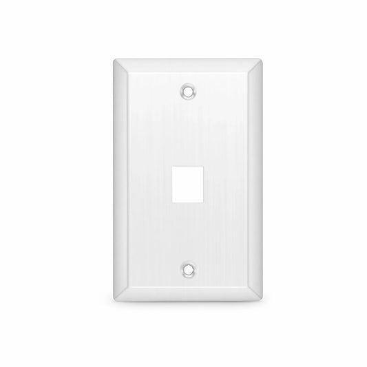 SyncEase Stainless Steel One Port Keystone Single Gang Wall Plate