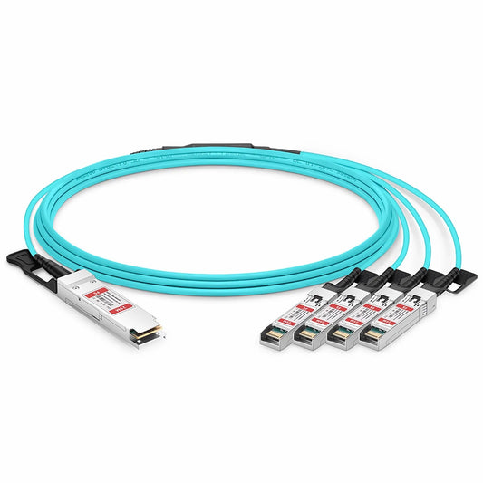 25m (82ft) Cisco QSFP-4SFP25G-AOC25M Compatible 100G QSFP28 4 x 25G NRZ to 4 x 25G SFP28 NRZ Active Optical Breakout Cable