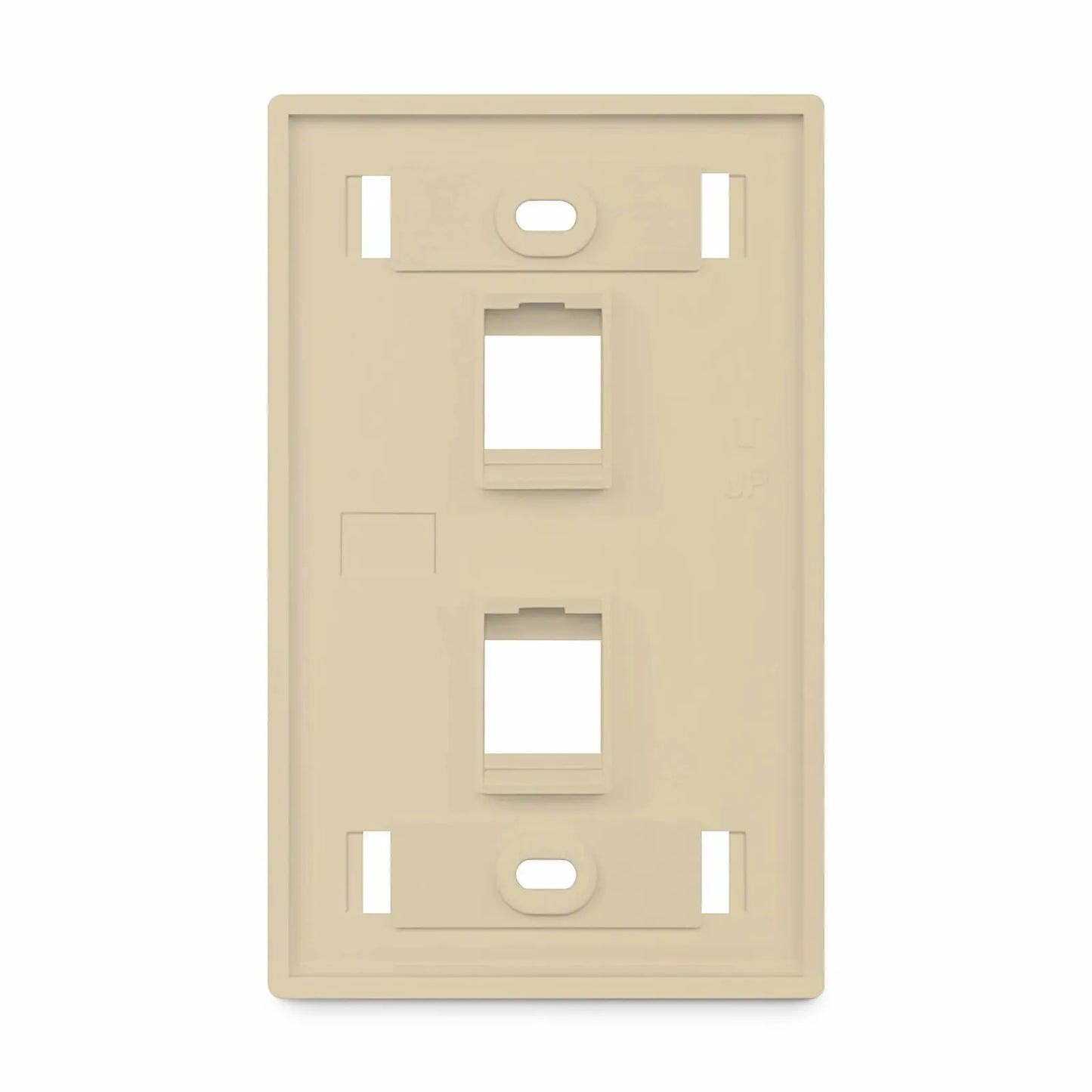 SyncEase Single Gang Two Port Keystone Faceplate, Label Pockets, Ivory